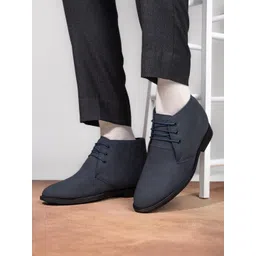 HI Toes Men Block-Heeled Hidden Height Increasing Boot