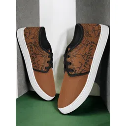 Spotwalk Men Printed Lace-Ups Round Toe Sneakers