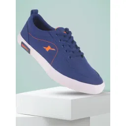 Sparx Men Navy Blue & Neon Orange Sneakers