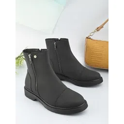 El Paso Women Leather Block-Heeled Chelsea Boots