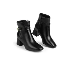 Vizzano Women Textured Block Heel with Buckle Details Boots