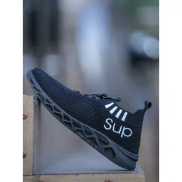 24ERA Men Textured Round Toe Lace Ups Running Shoes