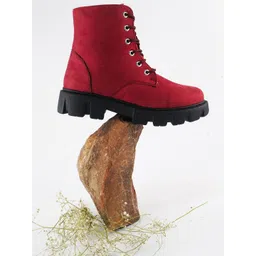 Try Me Women Lace-Ups Platform-Heeled Regular Boots