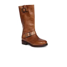 Saint G Women Brown Casual Block-Heeled Cow Boy Boots