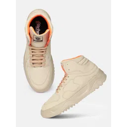 glitchez Men Perforated Lace-Ups Mid-Top Sneakers