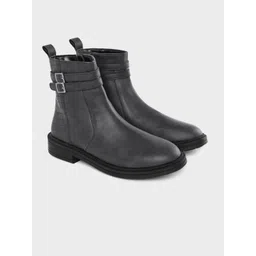 The Roadster Life Co. Women Buckle Detailing Mid-Top Boots