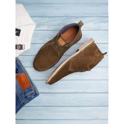 LOUIS STITCH Men Mid-Top Solid Suede Desert Boots