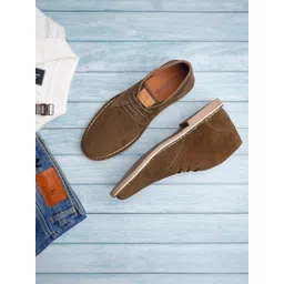 LOUIS STITCH Men Mid-Top Solid Suede Desert Boots