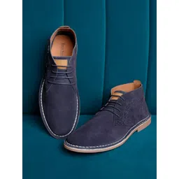 LOUIS STITCH Men Mid-Top Solid Suede Desert Boots