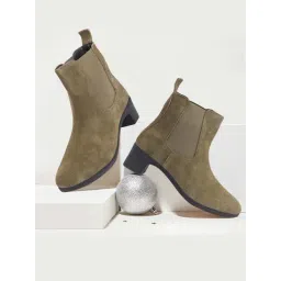 Fausto Women's Olive Chelsea Boots