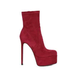 London Rag Women's Burgundy Stiletto Booties