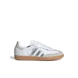 Adidas Originals Women's SAMBA OG W White & Silver Sneakers