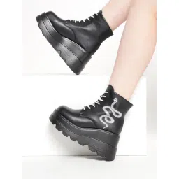 Truffle Collection Women's Black Wedge Boots