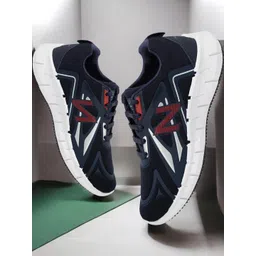 Free Kicks Men Navy Blue Mesh Marking Running Sports Shoes