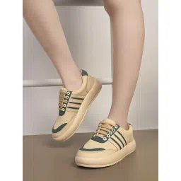 Prolific Women's Cream & Green Sneakers