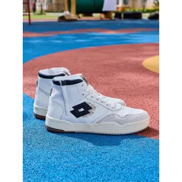 Lotto Hoop Star OG Men Textured Arch Support Round Toe Lace Ups High-Top Sneakers