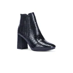 Saint G Women Croco Textured Leather Block-Heeled Regular Boots