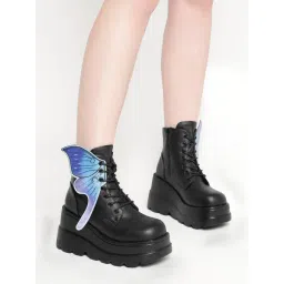 Truffle Collection Women's Black Wedge Boots