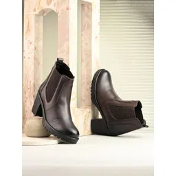 Rowlans Women Round Toe Block-Heeled Chelsea Boots