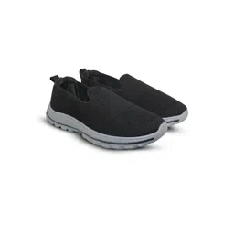 WALKLINE Unisex Black & Grey Synthetic Slip On Mid-Top Textured Mules