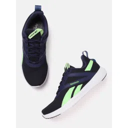 Reebok Men Navy Blue & Fluorescent Green Woven Design Tywin Training  Shoes