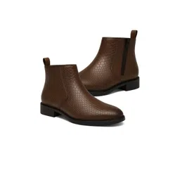 KRAASA Men Snake Print Casual Chelsea Boots