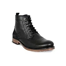 Allen CooperGenuine Premium Leather Luxury Memory Foam High-Top Ankle Boots Shoes For Men(962|Black|Size-6,7,8,9,10)