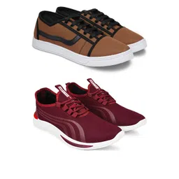 Spotwalk Men Mesh Pack Of 2 Round-Toe Sneakers