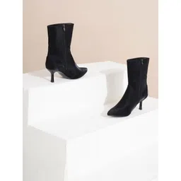 Sherrif Shoes Women Textured High Top Block Heeled Regular Boots