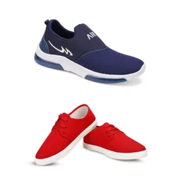 Spotwalk Men Pack of 2 Slip-On Round Toe Running Shoes