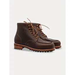 KOZASKO Men Goodyear Welted Brown Oiled Leather Moctoe Boot