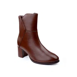 Bxxy Women Block-Heeled Regular Ankle Boots With Side Zipper