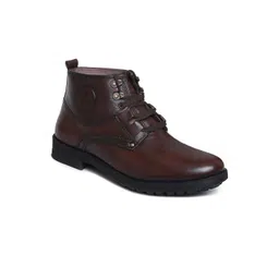 Zoom Shoes Men Brown Solid Leather Casual Boots