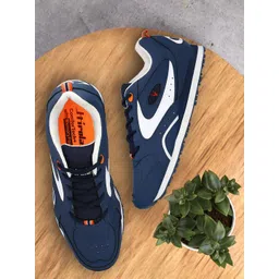 HIROLAS Men Navy Blue Synthetic Running Shoes