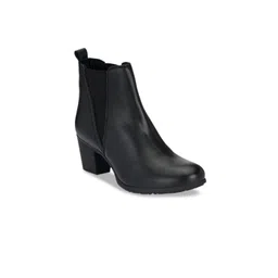 Delize Women Black Solid High-Top Heeled Chelsea Boots
