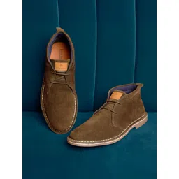 LOUIS STITCH Men Mid-Top Solid Suede Desert Boots