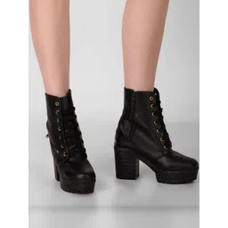 Kliev Paris Women Lace-Up & Zipper Ankle-Length Boots