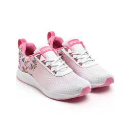 TOMSY CHOICE Women Pink & White Printed Lace Up Mesh Walking Non-Marking Shoes