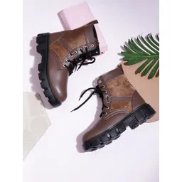Try Me Women Casual Block-Heeled Lace-Ups Boots