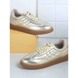 Mochi Women's Gold Casual Sneakers