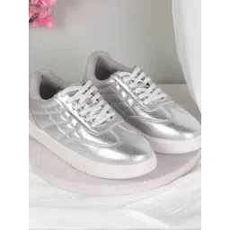 Mochi Women's Silver Casual Sneakers