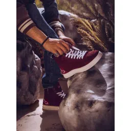 Saint G Men's Harvey Burgundy Ankle High Sneakers