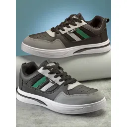 Asian Men's Black & Grey Casual Sneakers