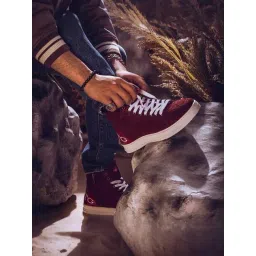 Saint G Men's Harvey Burgundy Ankle High Sneakers