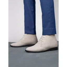 HI Toes Men Round Toe Casual Desert Height Increasing Boots
