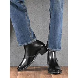 AfroJack Men Textured Block Leather Chelsea Boots