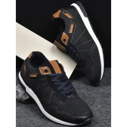 Woodland Men's Black Casual Sneakers