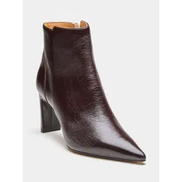 Oroh Women Brown Block Heeled Regular Boots