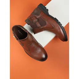 Metro Men Leather Block Heeled Regular Boots