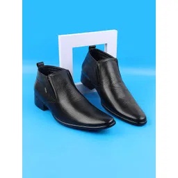 Metro Men Black Solid Formal Slip-ons